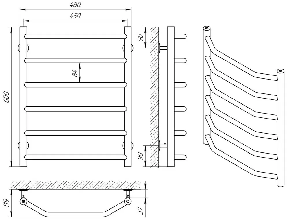 Полотенцесушитель Laris Viktorya P6 450х600 (Chrome)