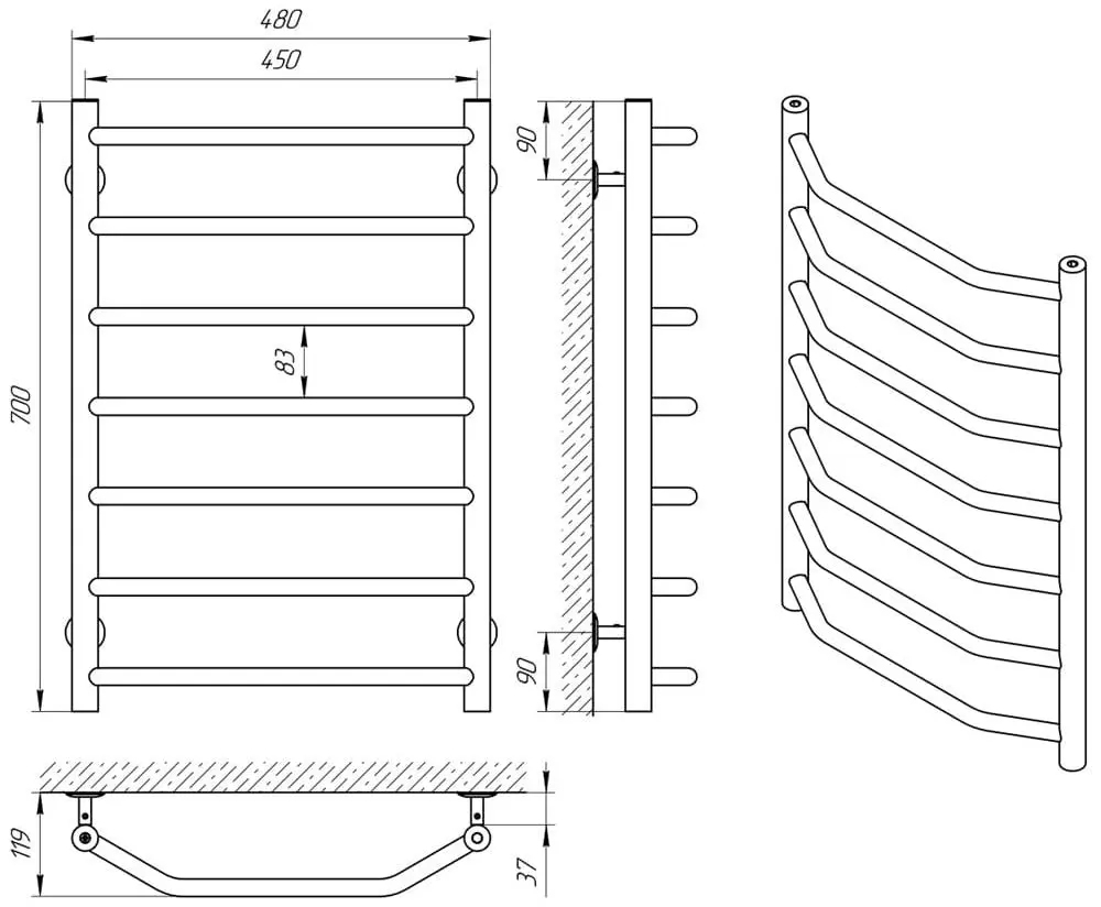 Uscator de prosop Laris Viktorya P7 450х700 (Chrome)