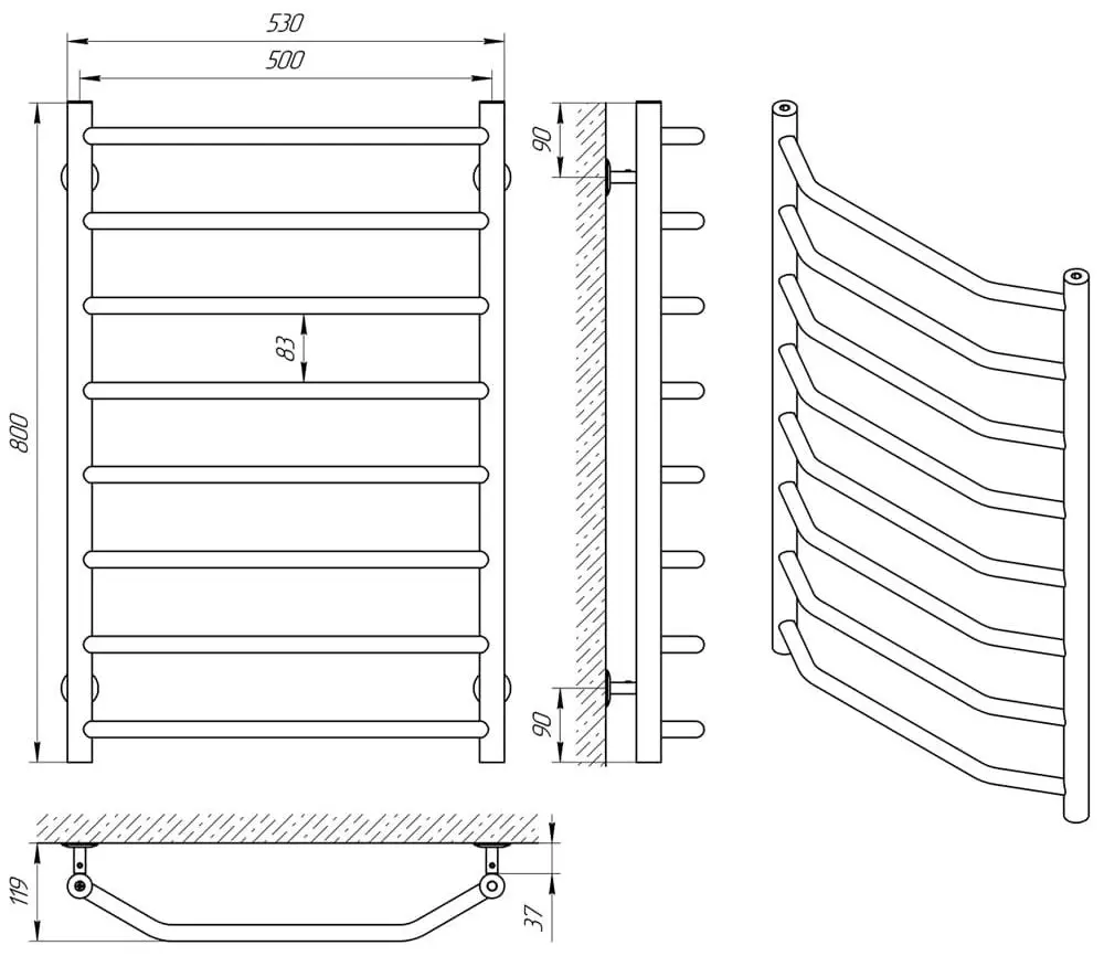 Uscator de prosoape Laris Viktorya P8 500х800 (Chrome)