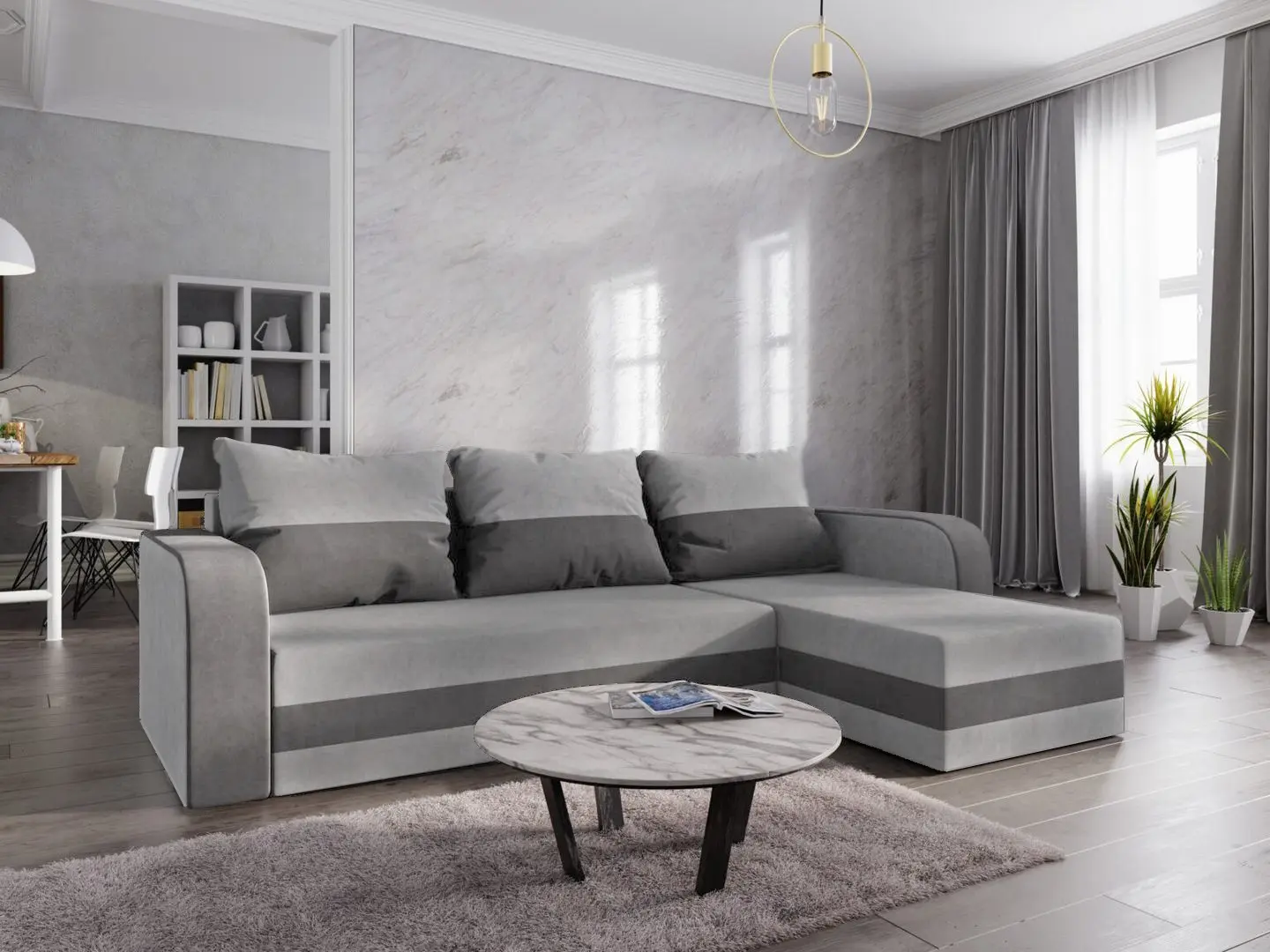 Диван угловой Space Meble Hewlet Bis Sawana 05/Sawana 14 (Dark Gray/Black)