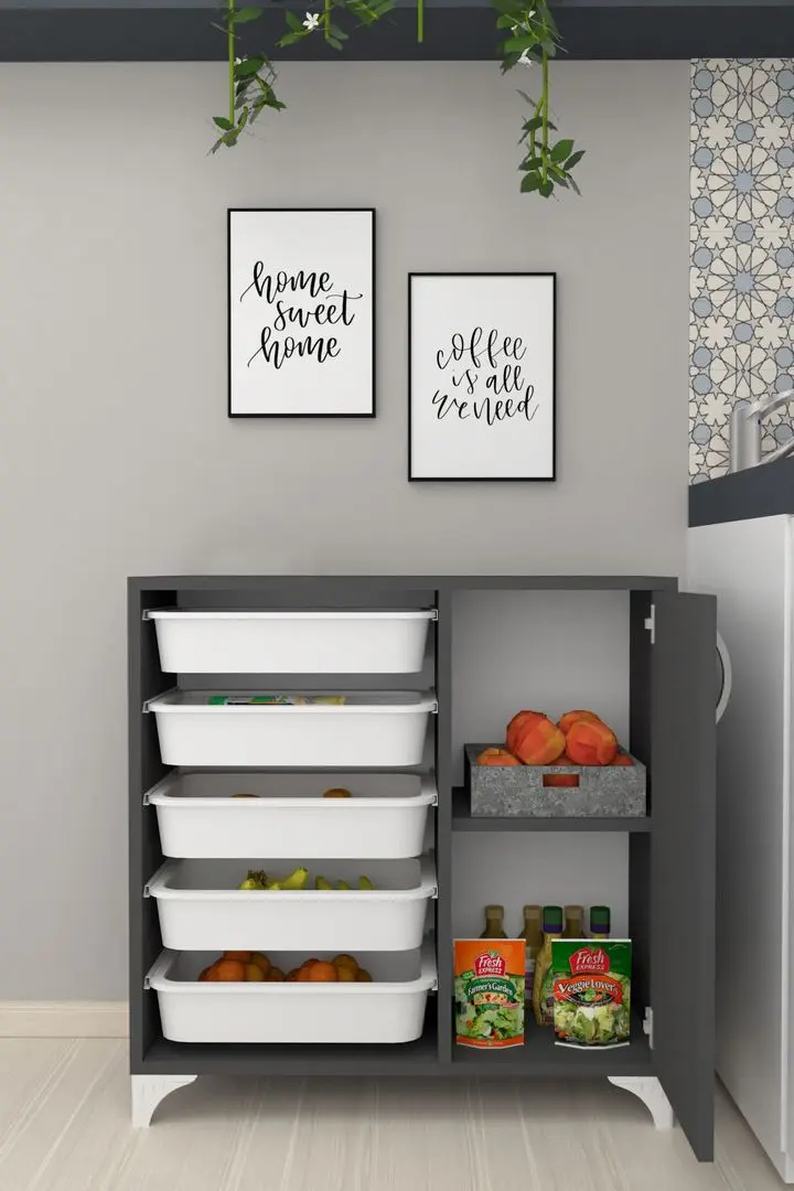 Тумба-органайзер для хранения игрушек Bofigo с 5 контейнерами (Anthracite)