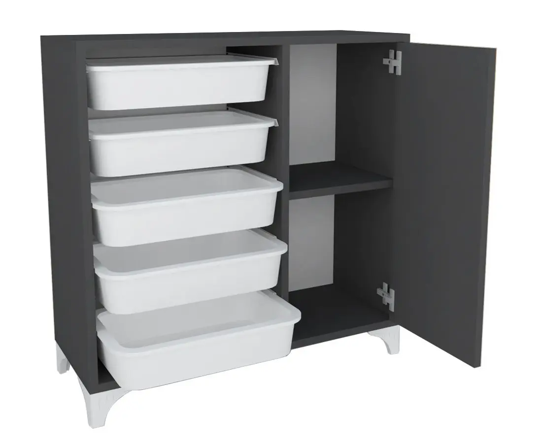 Тумба-органайзер для хранения игрушек Bofigo с 5 контейнерами (Anthracite)