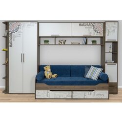 Pat SV-mebel Garvard cu imprimare foto 90x200 (Hickory Dark/White) Thumb