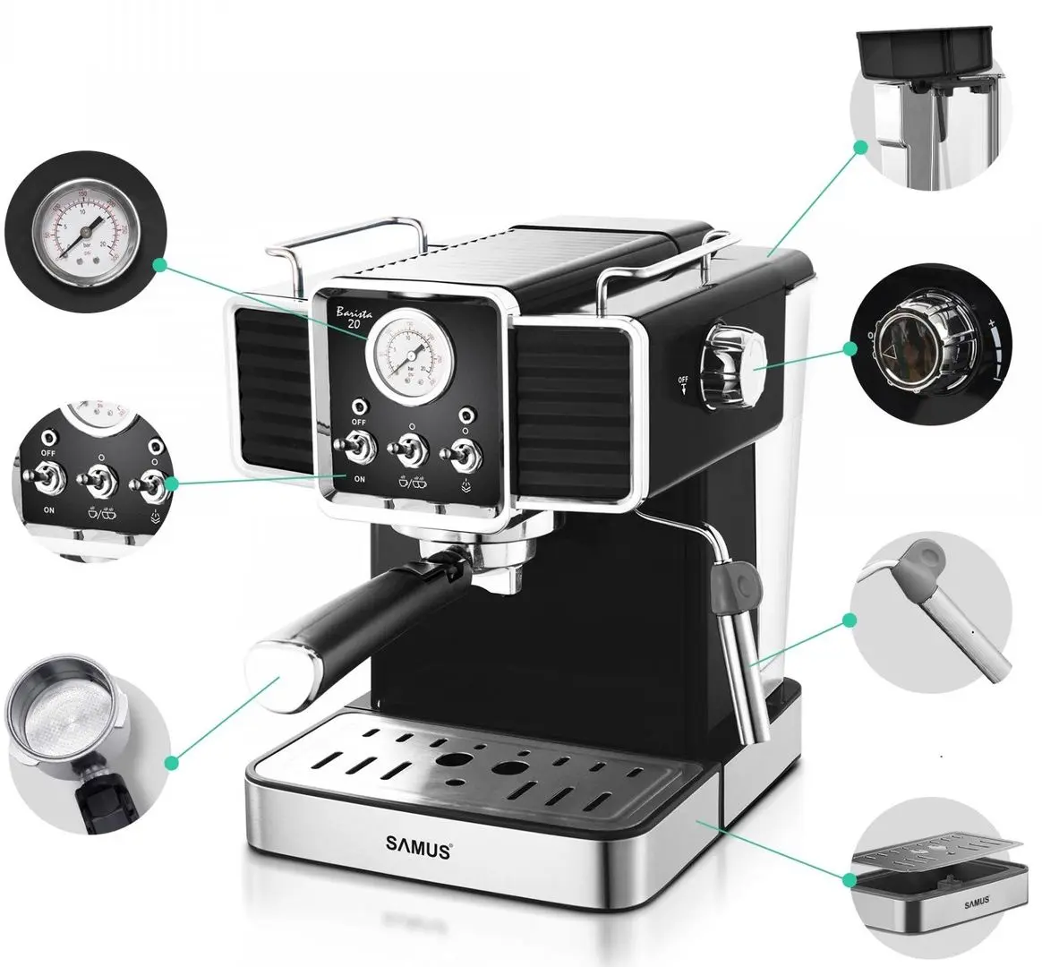 Aparat de cafea Samus Barista 20 (Black/Inox)