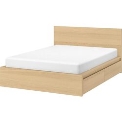 Pat Ikea Malm/Luroy 4 cutii depozitare 140х200 (Stejar Alb)