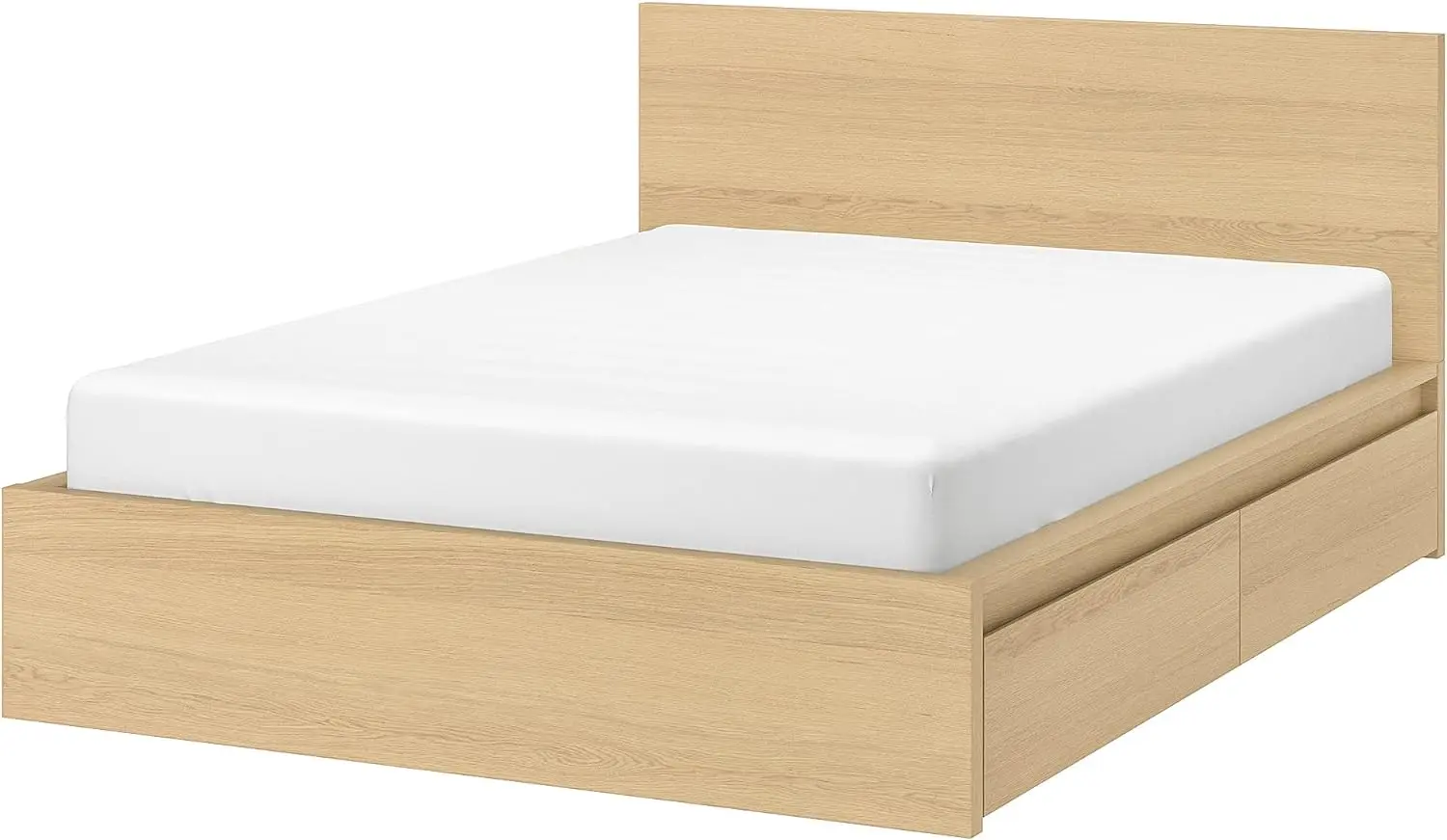 Кровать Ikea Malm/Luroy 4 ящика 140х200 (Дуб Беленый)