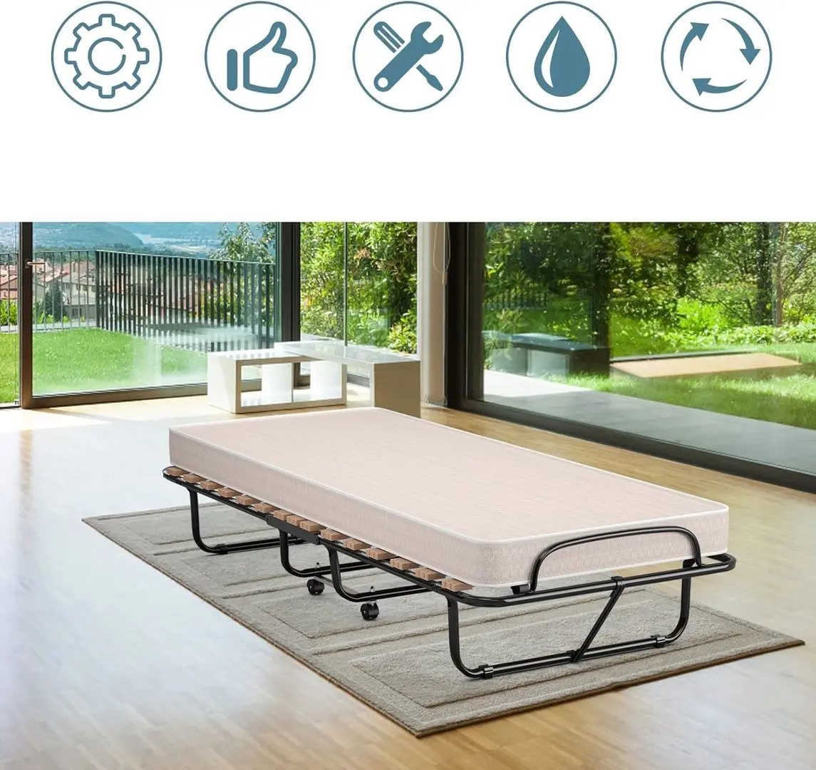 Pat pliabil Costway HW69255 (Beige/Black)