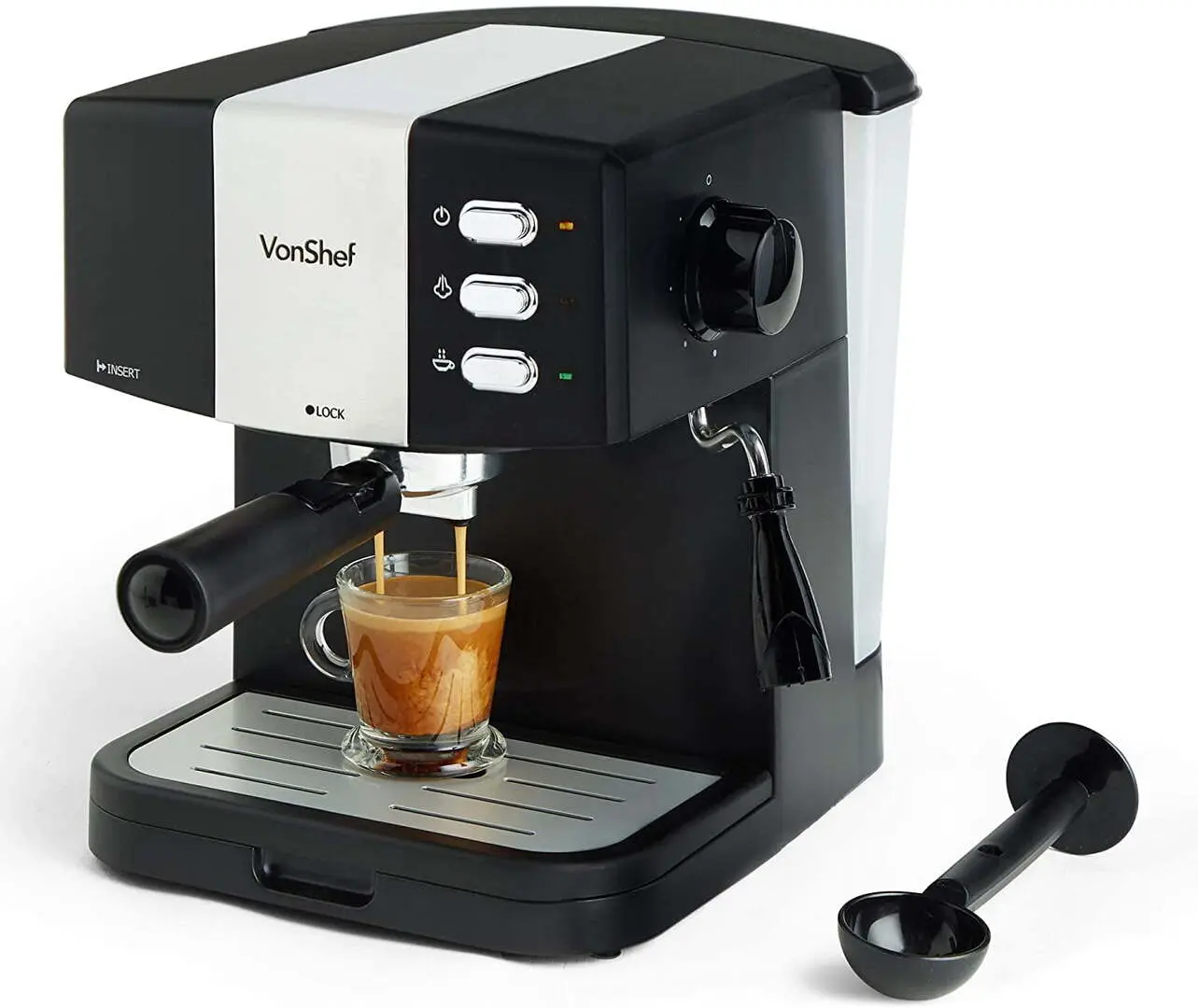 Aparat de facut cafea VonShef 2000098 (Black/Inox)
