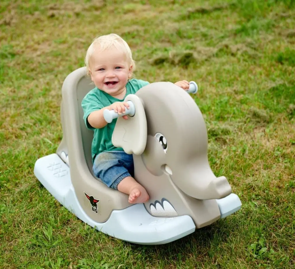 Jucarie-balansoar Big Rocking Elephant (Gray/Blue) - 7