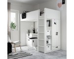 Pat supraetajat Ikea Smastad cu birou 90x200 (Alb)