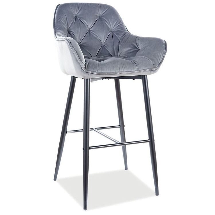 Scaun de bar Signal Cherry H-1 Velvet (Black/Gray)