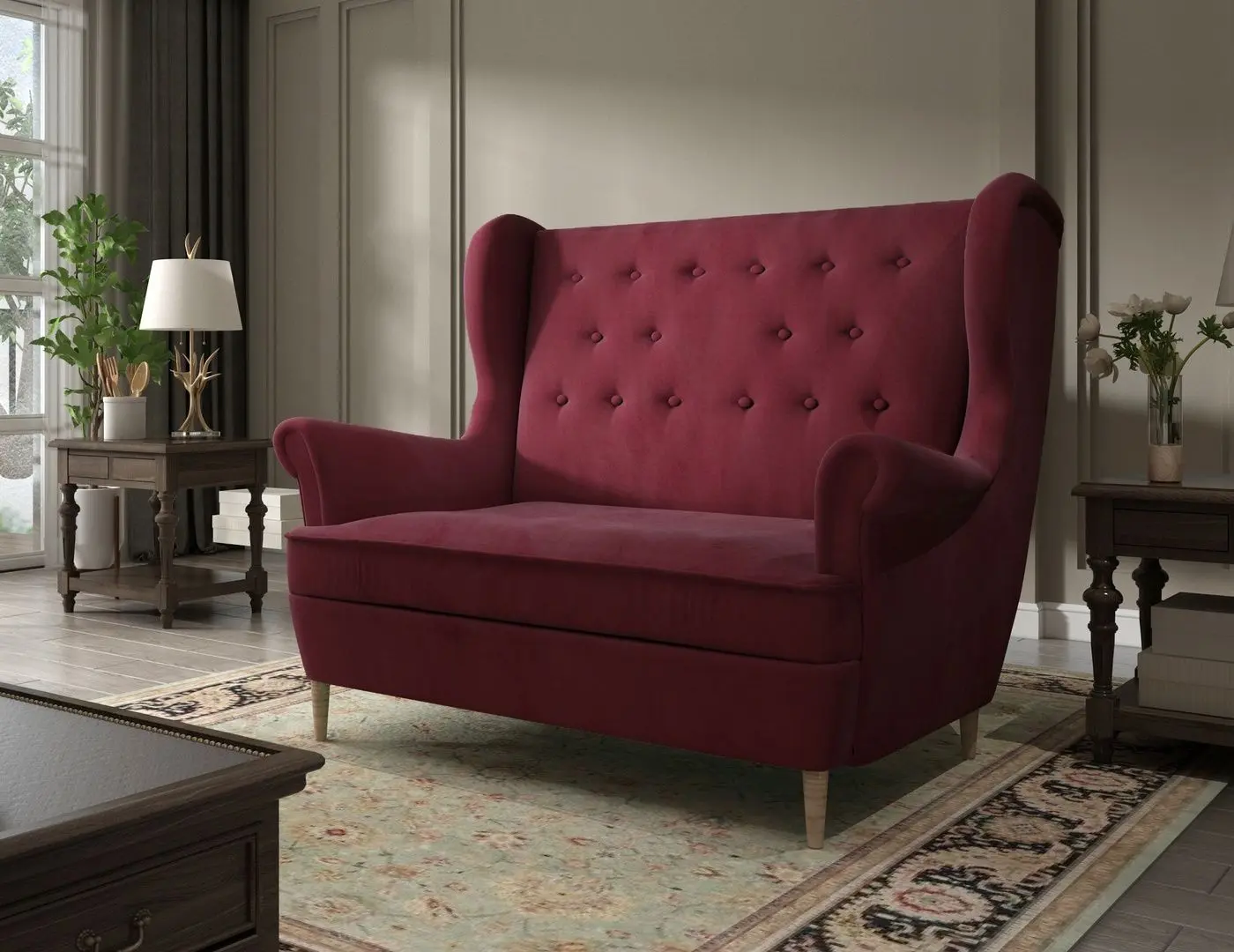 Canapea Eltap Aros 2F Matt Velvet 68 (Burgundy)