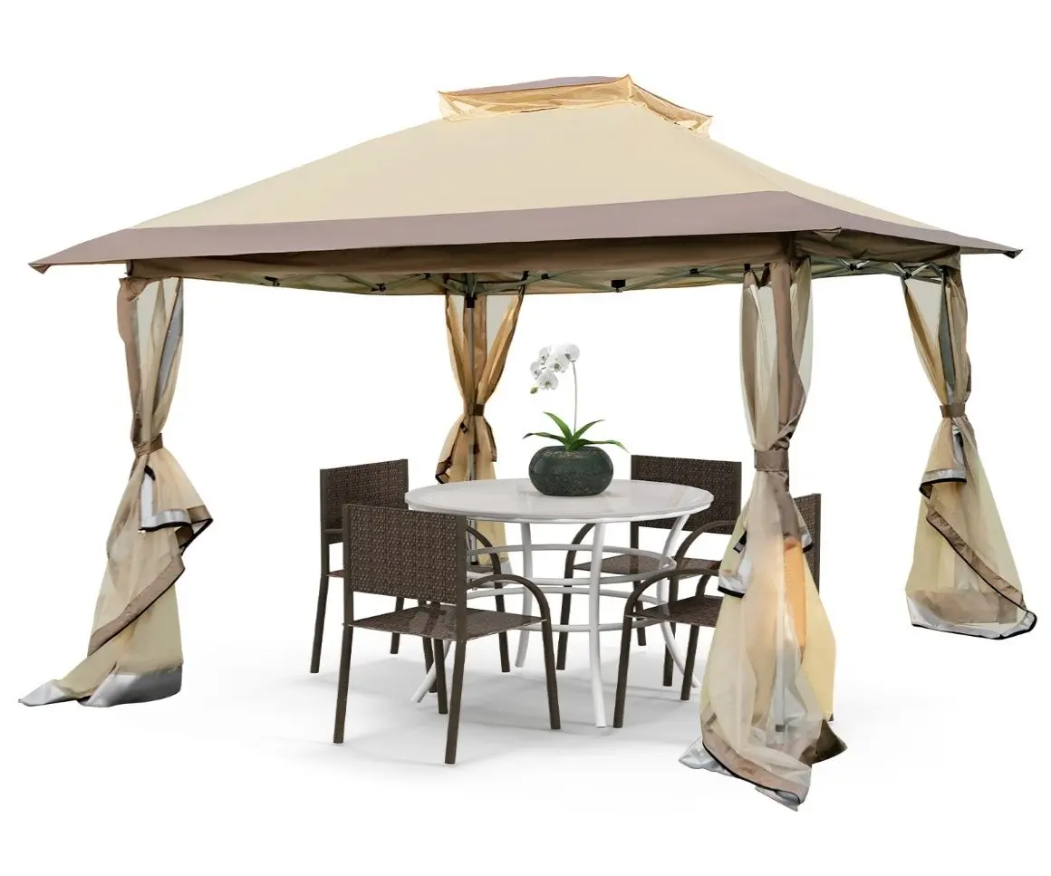 Pavilion de gradina Costway NP11461CF 3.6x3.6m (Khaki)