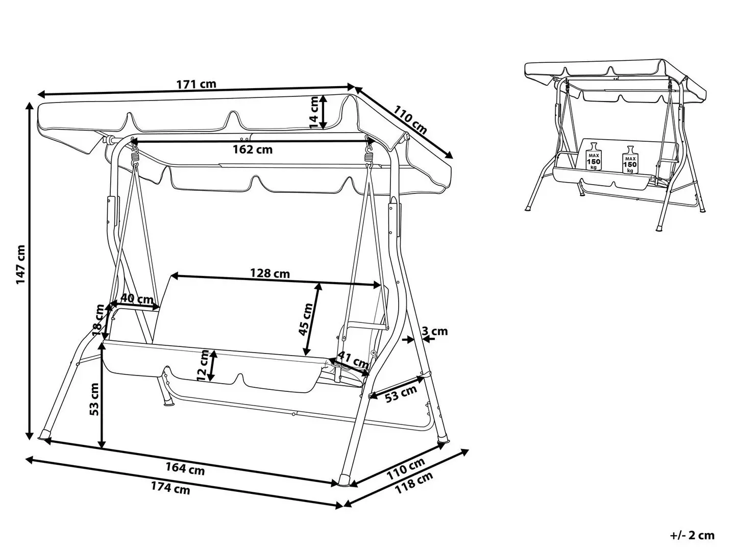 Скамья-качели Green Bay Rodos C1006G (Grey) - 2