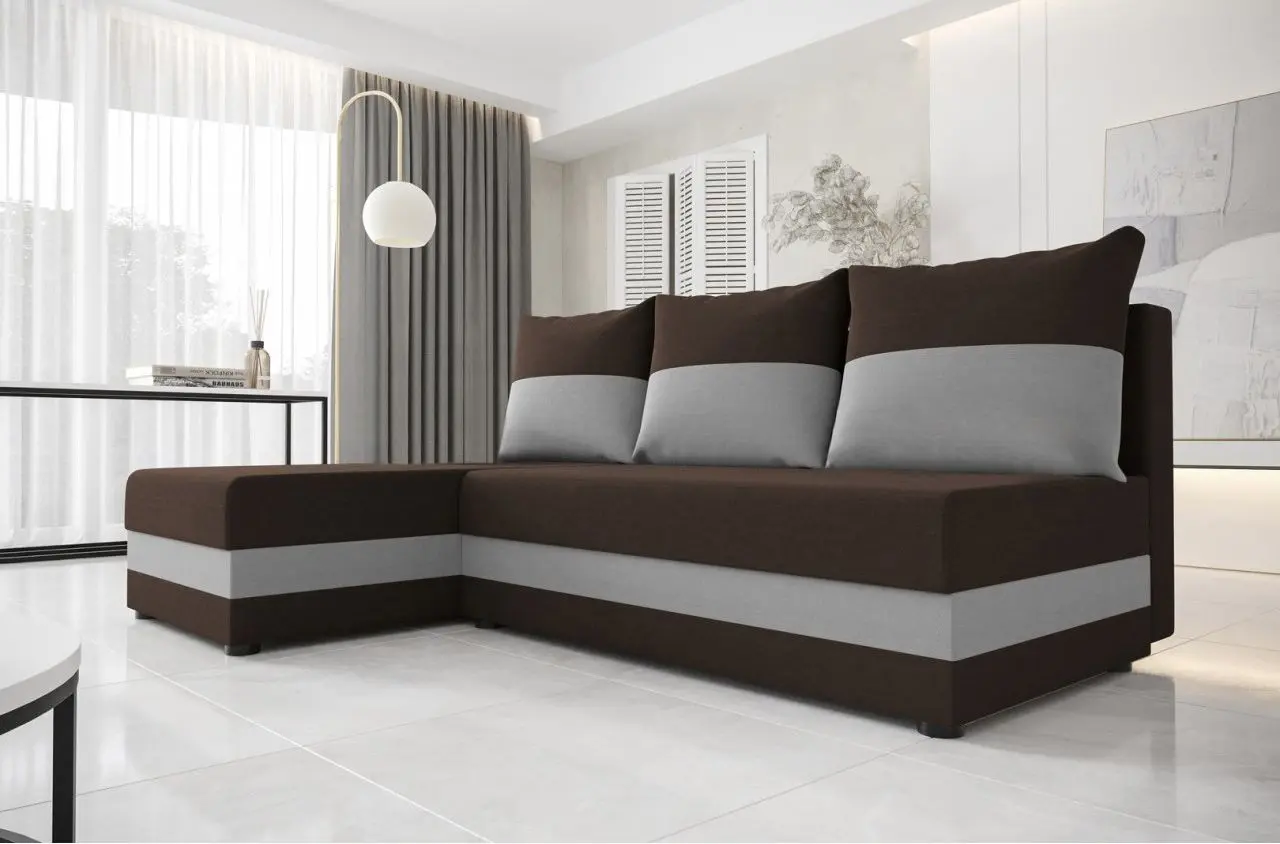 Canapea de colt Space Meble Hewlet Sawana 16/Sawana 20 (Dark Brown/Graphite)