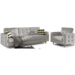 Set de mobila moale Eltap Asgard 3+1 Sawana 21/Zigzag 53 (Gray) Thumb