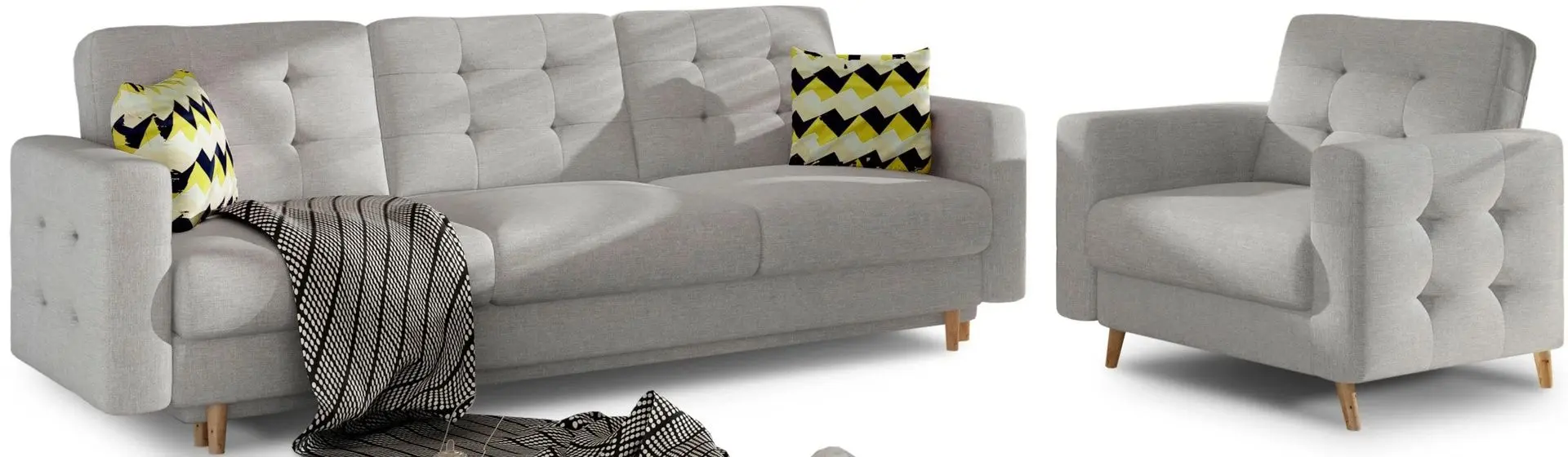 Set de mobila moale Eltap Asgard 3+1 Sawana 21/Zigzag 53 (Gray)