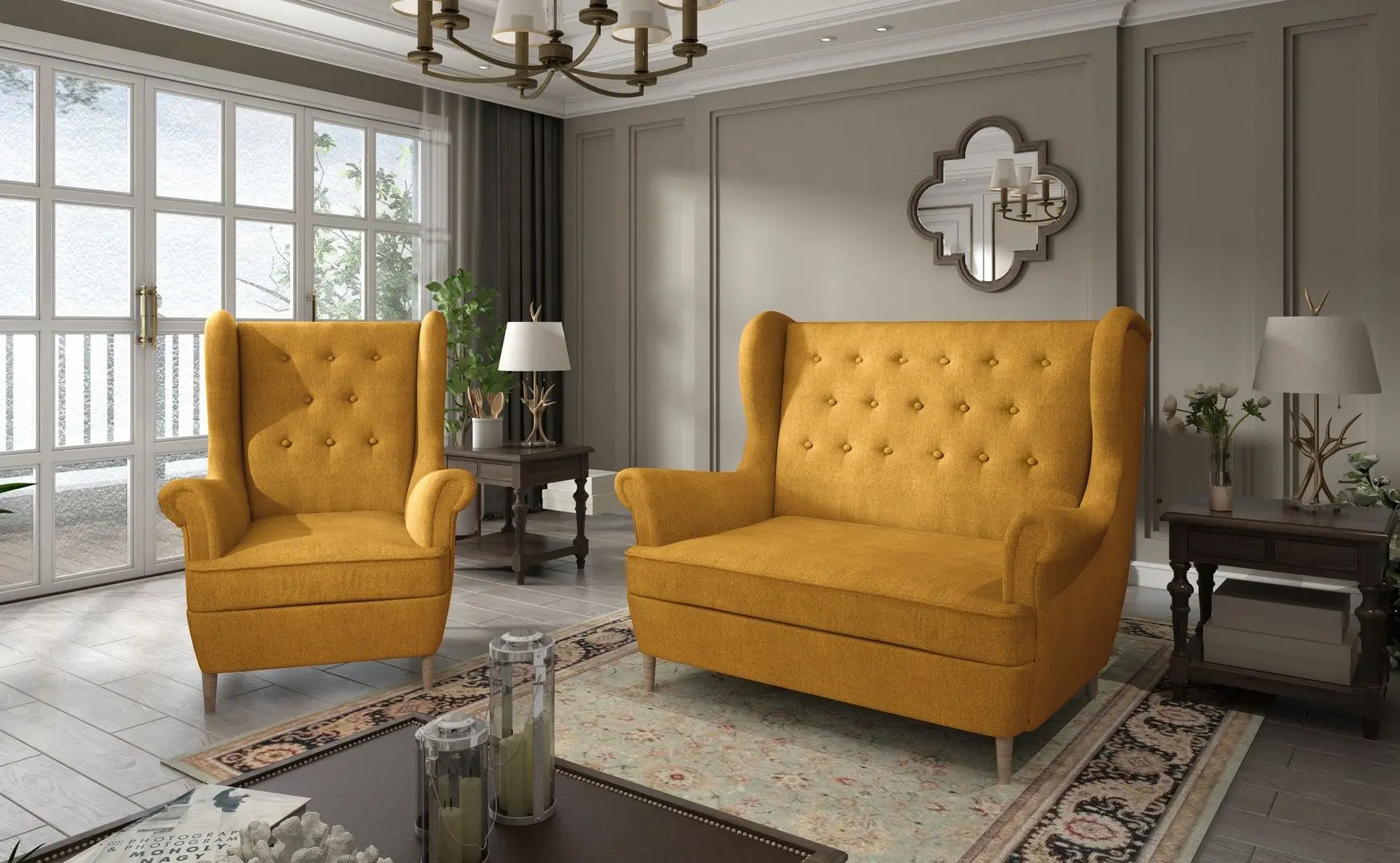 Набор мягкой мебели Eltap Aros 2+1 Omega 68 (Yellow)