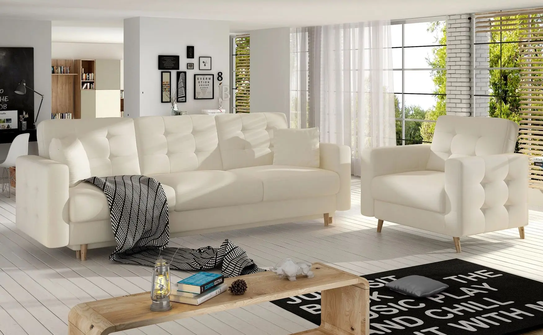 Набор мягкой мебели Eltap Asgard 3+1 Soft 33 (Cream)