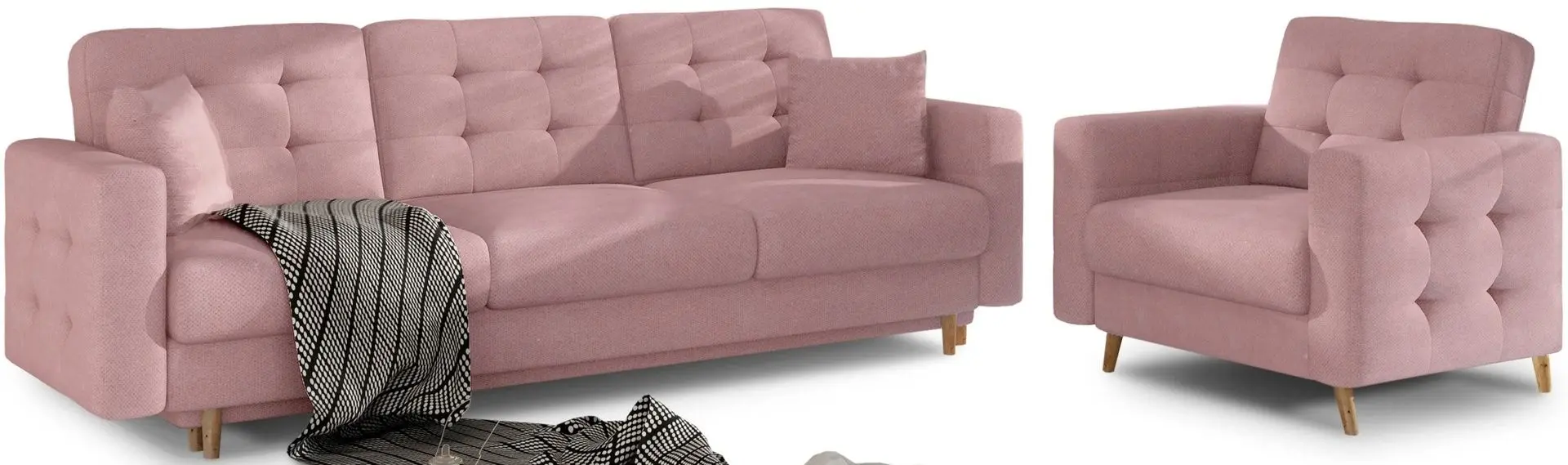 Set de mobila moale Eltap Asgard 3+1 Soro 61 (Pink)