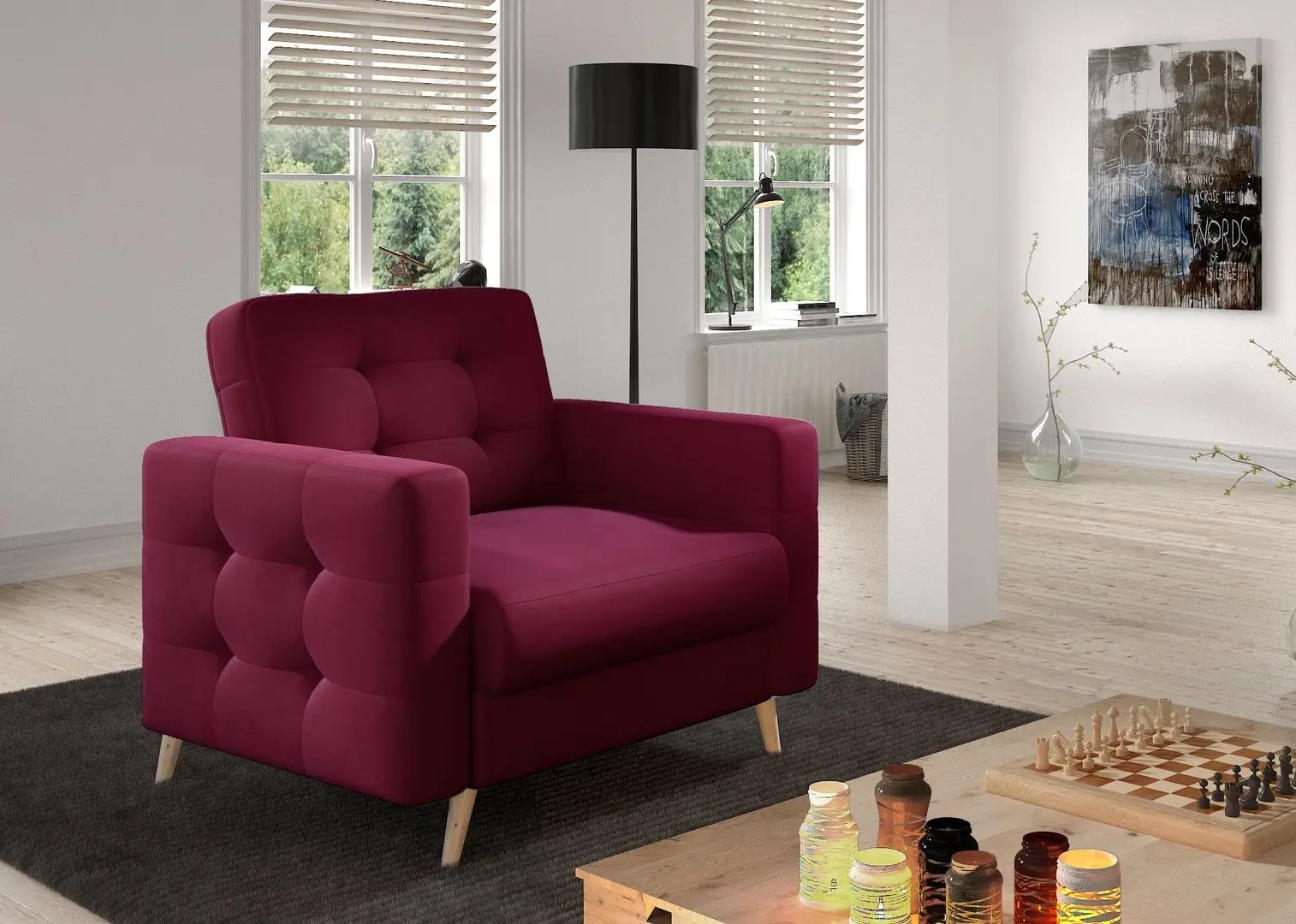 Fotoliu Eltap Asgard 1F Matt Velvet 68 (Burgundy)