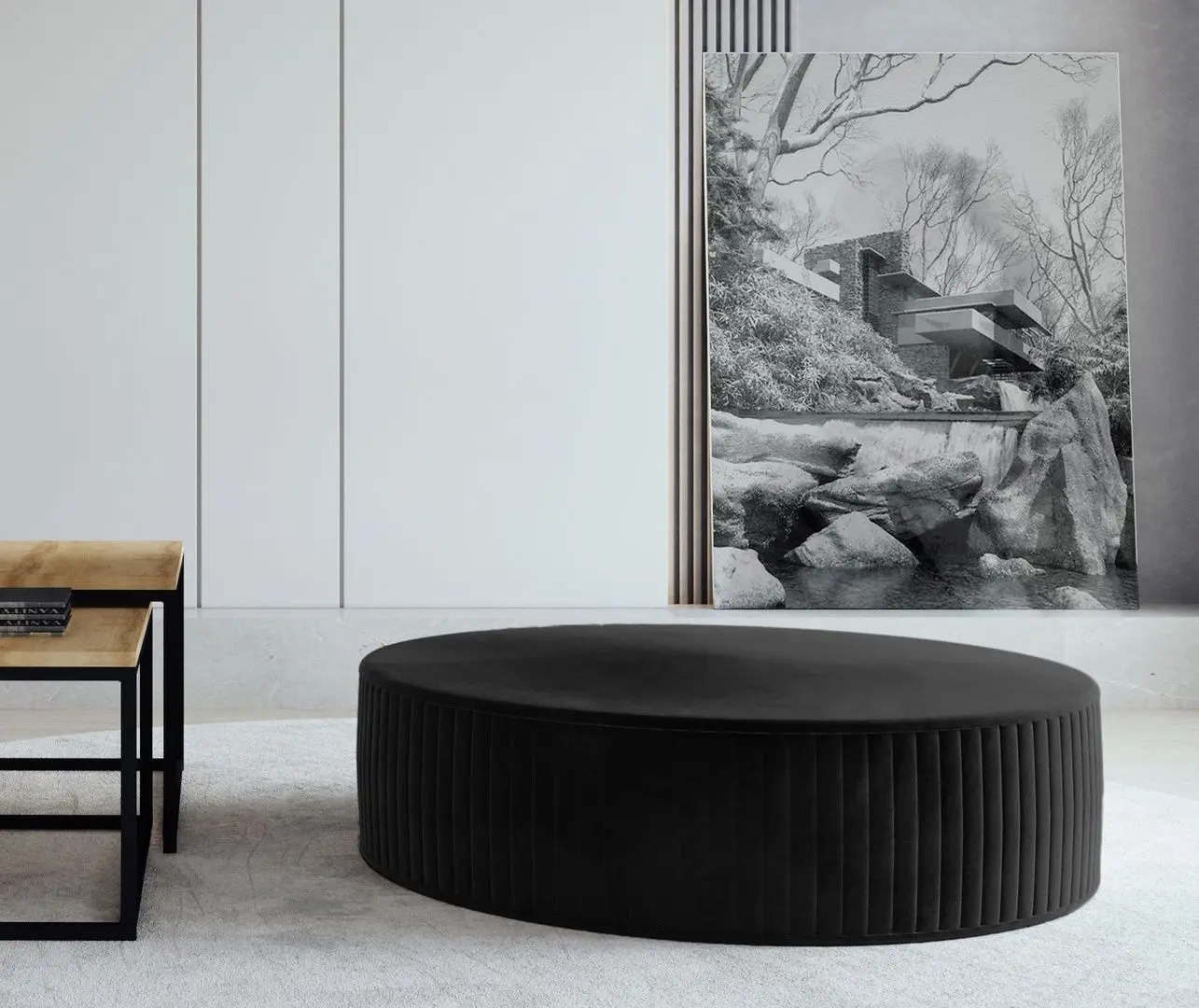 Puf Eltap Lara Matt Velvet 99/Pasy 2 (Black)