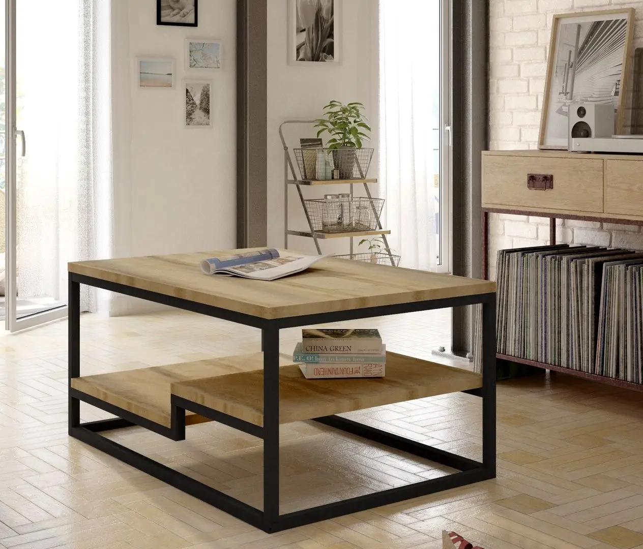 Masa pentru reviste Eltap Marlo (Sonoma Oak/Black)