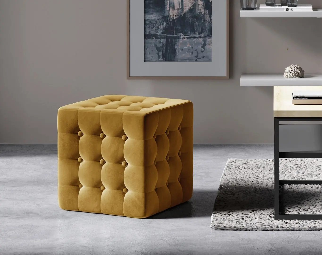 Puf Eltap Sofia Matt Monolith 48 (Mustard)