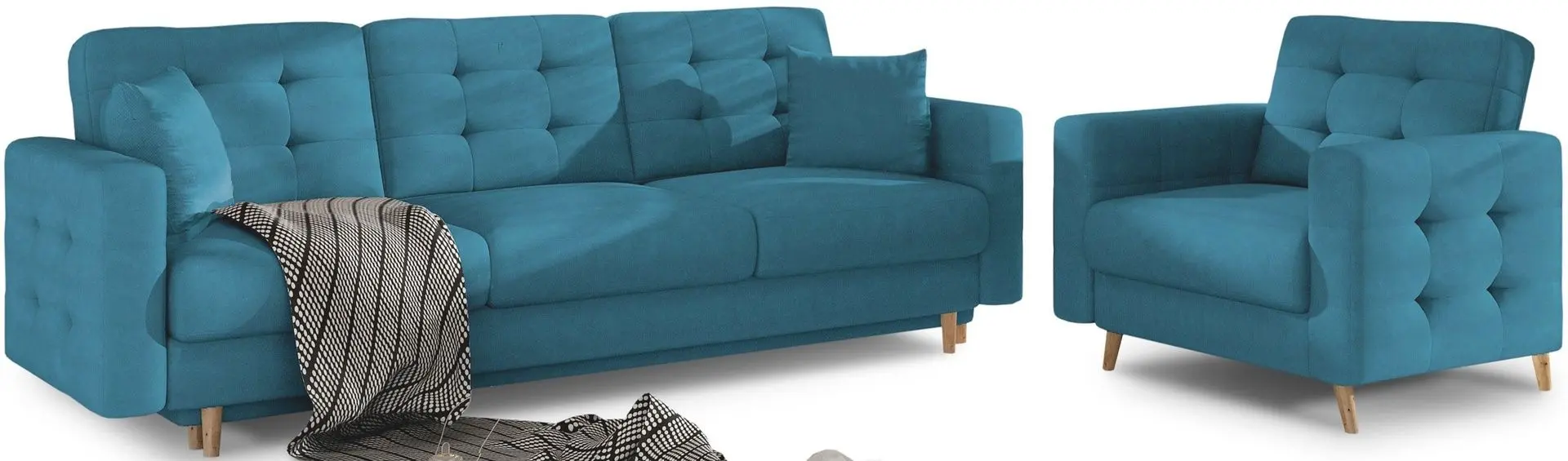 Set de mobila moale Eltap Asgard 3+1 Kronos 13 (Turquoise Dark)