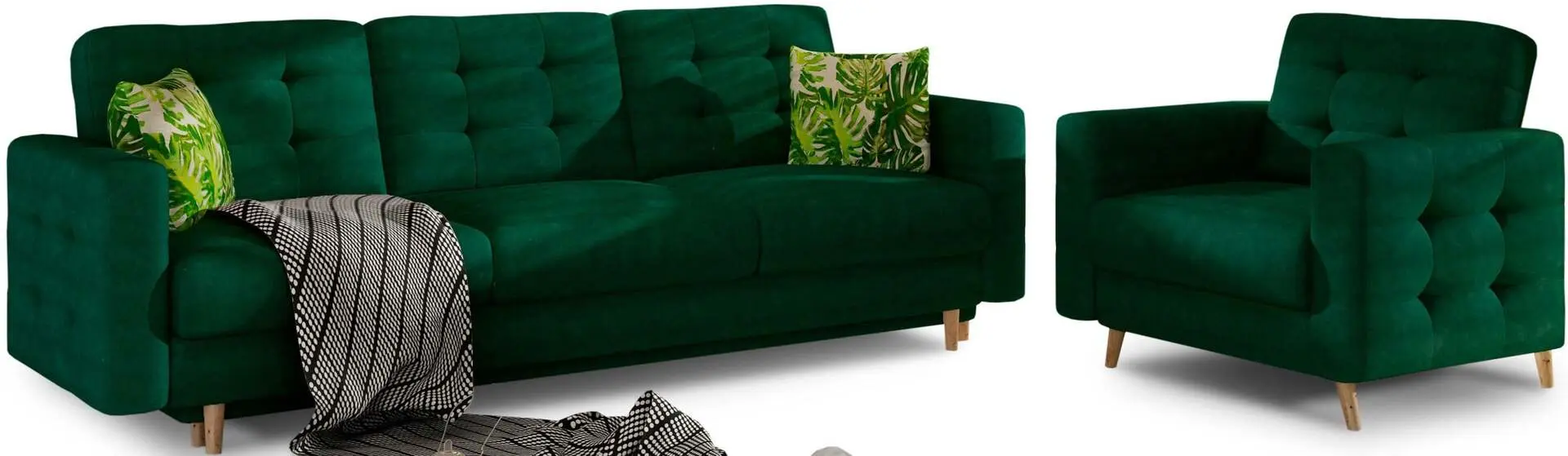 Set de mobila moale Eltap Asgard 3+1 Kronos 19/Jungle 32 (Green)