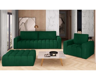 Set de mobila moale Eltap Lazaro 3+1+Pouf Monolith 37 (Emerald)