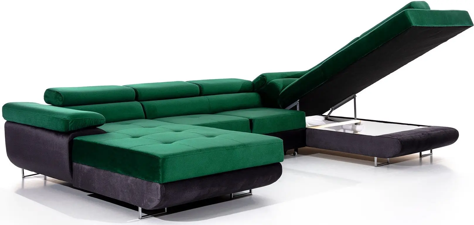 Canapea in forma de U Eltap Rodrigo Left Monolith 37/Monolith 97 (Emerald/Dark Graphite)