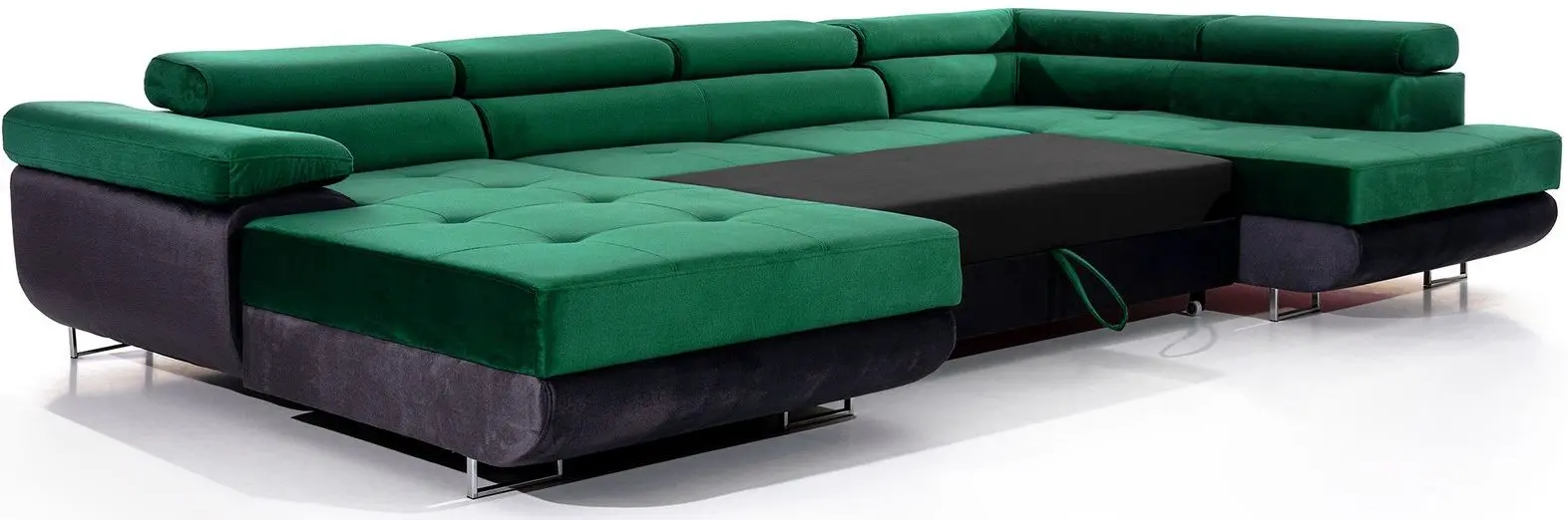 Диван П-образный Eltap Rodrigo Right Monolith 37/Monolith 97 (Emerald/Dark Graphite)
