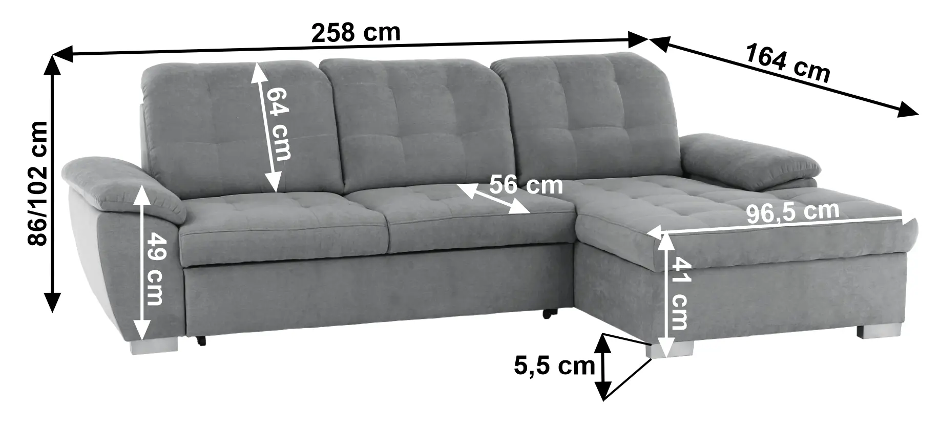 Диван угловой раскладной Mobhaus Evangelin Right (Gray)
