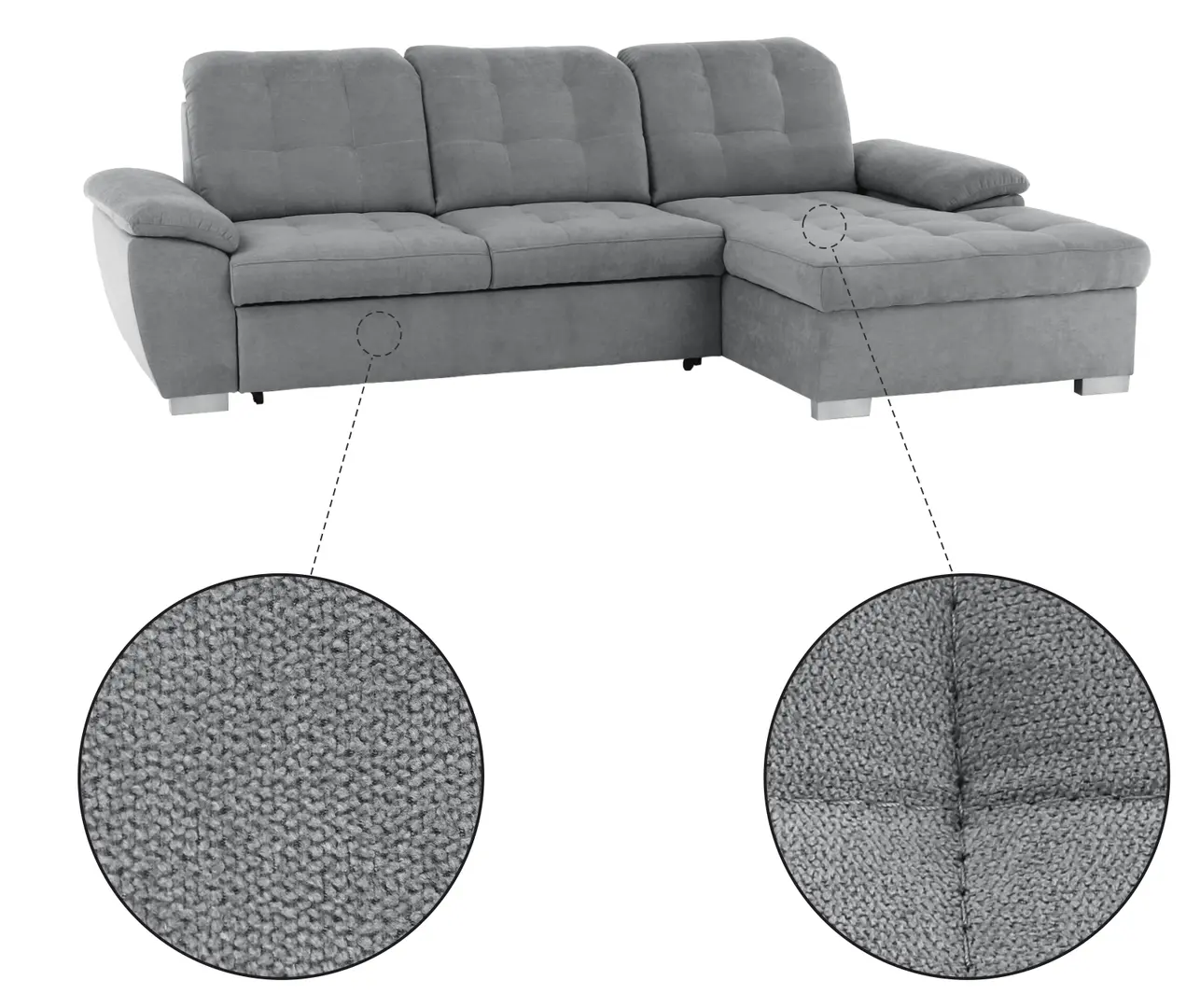 Диван угловой раскладной Mobhaus Evangelin Right (Gray)