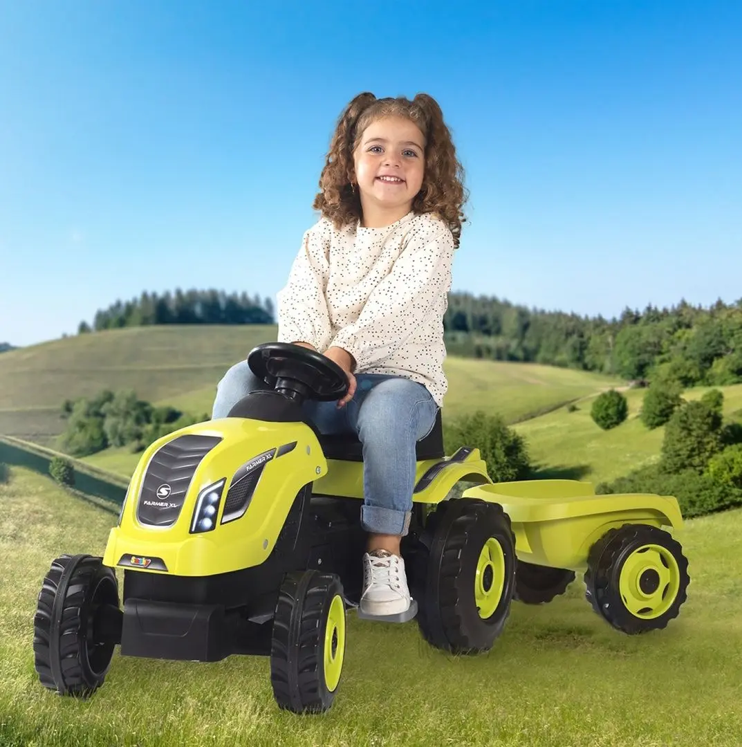 Tractor cu pedale si remorca Smoby Farmer XL 710130 (Light Green)