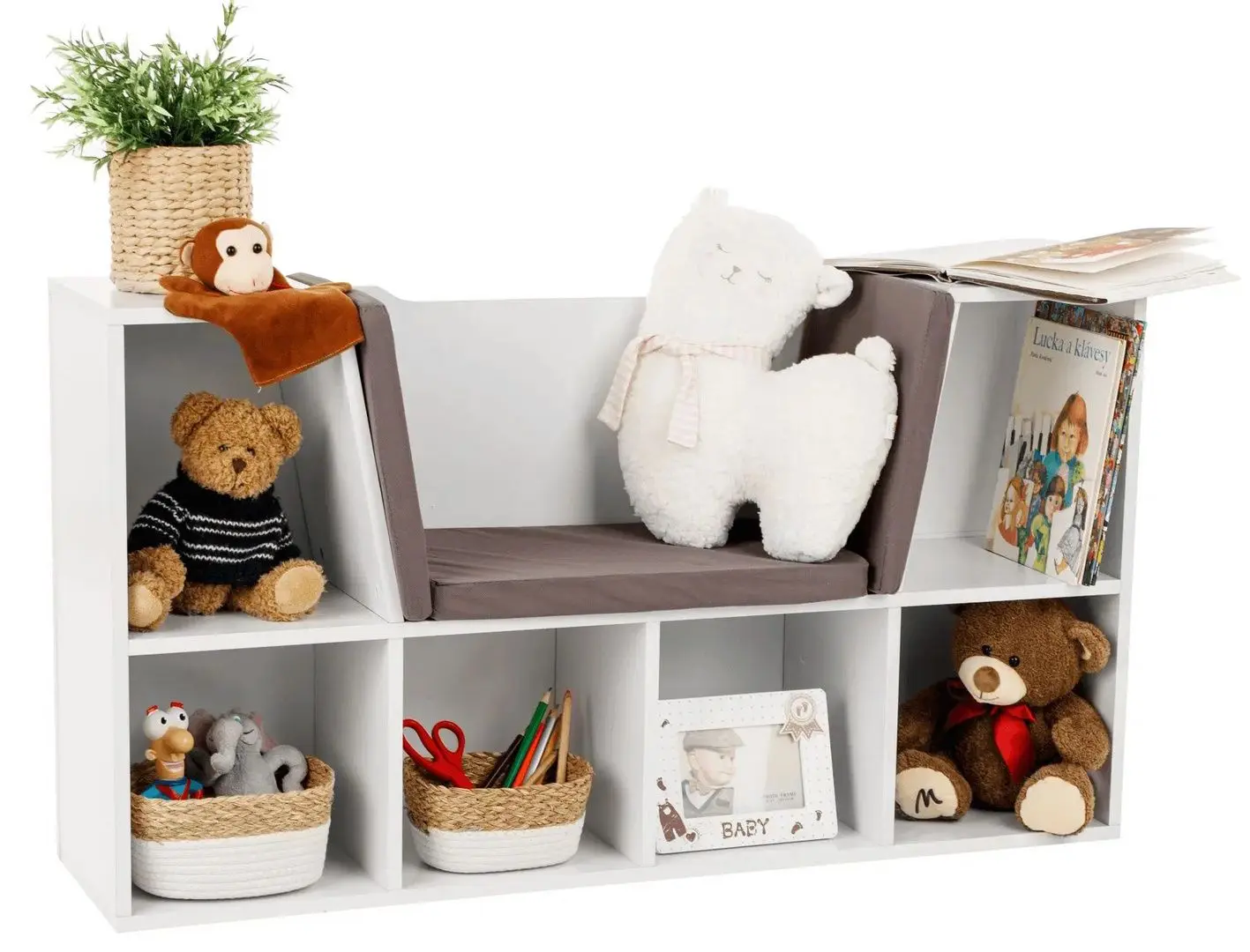 Etajera cu scaun tapițat Tempo Kondela Feria (White/Gray)