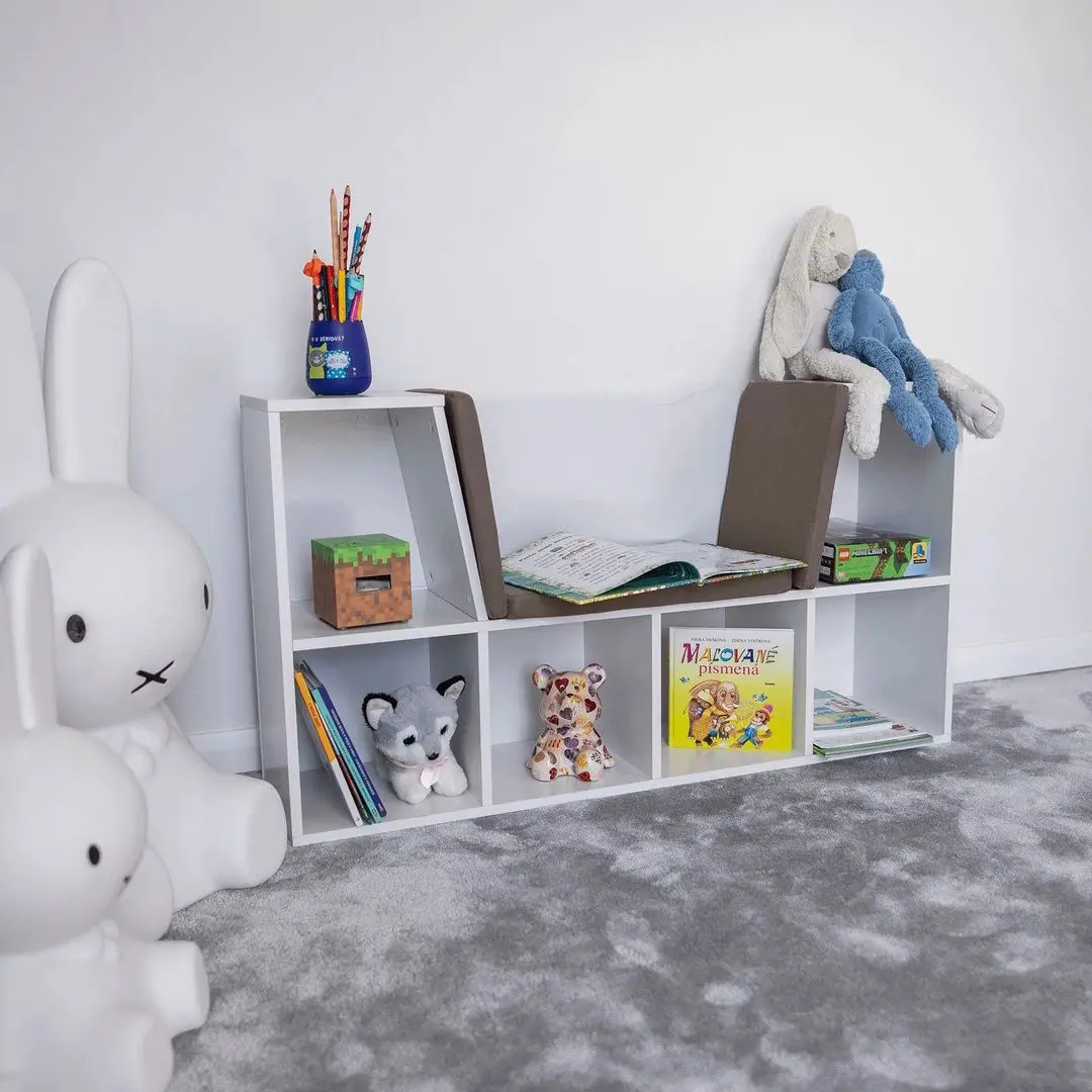 Etajera cu scaun tapițat Tempo Kondela Feria (White/Gray)