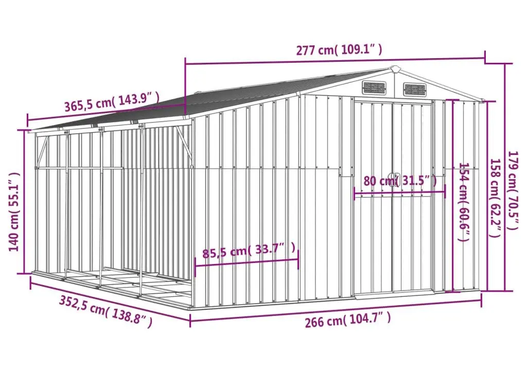 Casuta gradina VidaXL 3188288 277x365.5x179 (Green)