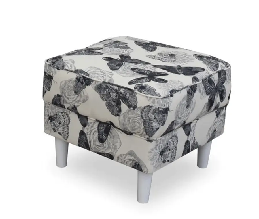 Кресло с пуфом Tempo Kondela Astrid (White/Gray Butterflies)