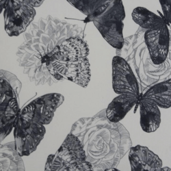 Кресло с пуфом Tempo Kondela Astrid (White/Gray Butterflies) Thumb