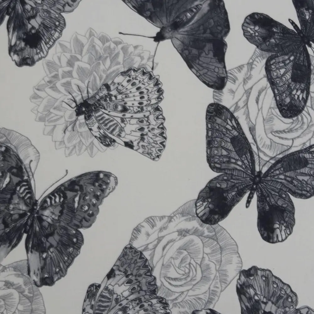 Кресло с пуфом Tempo Kondela Astrid (White/Gray Butterflies)