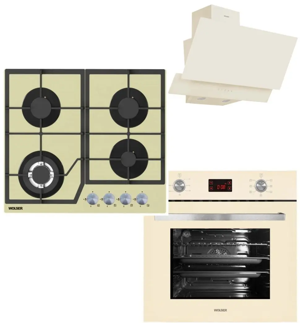 Set electrocasnice incorporabile Wolser WL-6400GBNQ + WL-F67DIV + WL-F60TC (Ivory)