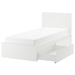 Pat Ikea Malm/Lonset 2 cutii depozitare 90x200 (Alb) Thumb