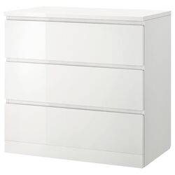 Комод Ikea Malm 3 ящика 80x78 (Глянцевый Белый)