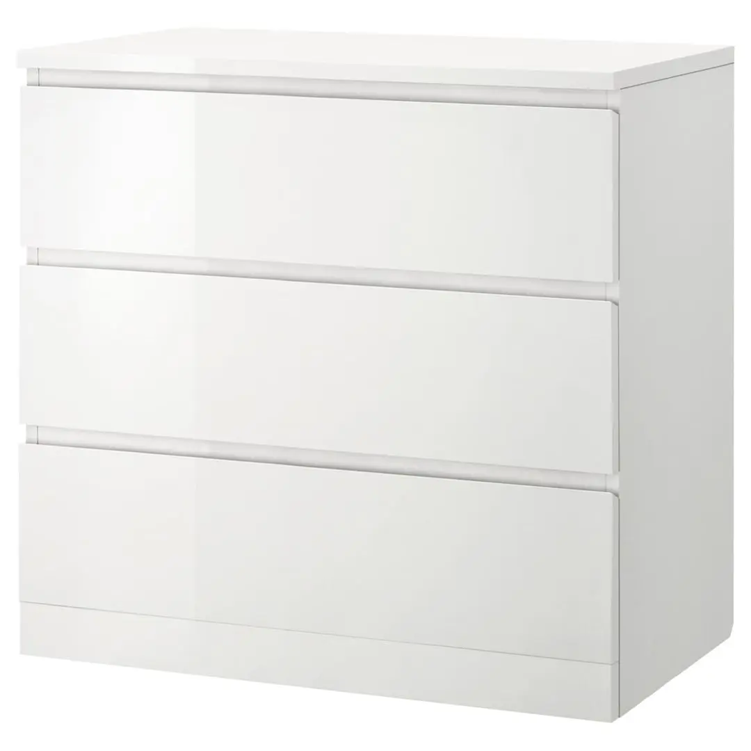 Comoda Ikea Malm 3 sertare 80x78 (Lucios Alb)