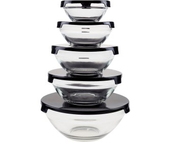 Set caserole cu capace Trend-Mix Cooking Bowl 5pcs (Black)