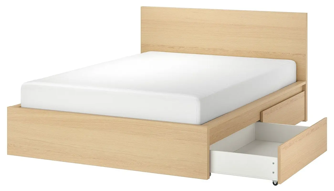 Кровать Ikea Malm/Luroy 4 ящика 140х200 (Дуб Беленый) - 3