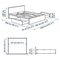 Кровать Ikea Malm/Luroy 4 ящика 140х200 (Дуб Беленый) Thumb