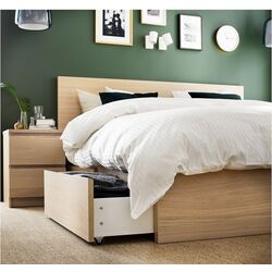 Кровать Ikea Malm/Luroy 4 ящика 140х200 (Дуб Беленый) Thumb